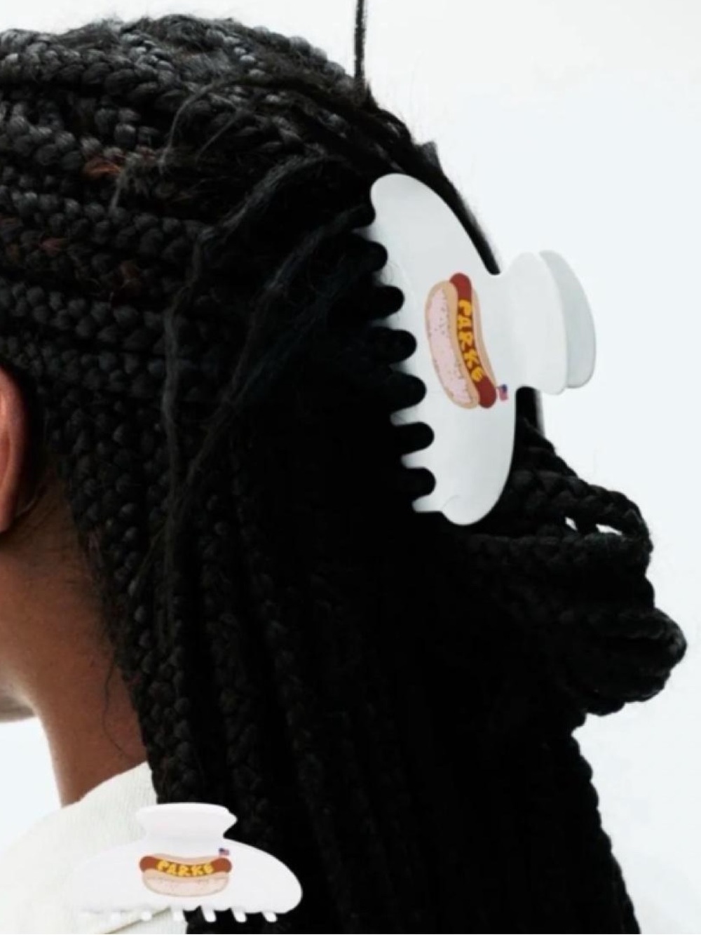 White Hair Claw Clip with Sticker Accent
